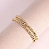 Brass Micro Pave Clear Cubic Zirconia Beads Double Strands Stretch Bracelets for Women FS-WGC7159-05-1