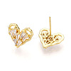 Cubic Zirconia Heart Stud Earrings EJEW-G353-03G-2