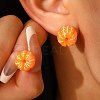 Resin Orange Stud Earrings LS-EJEW-B136-01-1