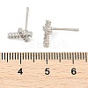 Brass Micro Pave Clear Cubic Zirconia Stud Earrings EJEW-R016-26P-18-5