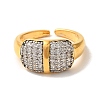 Brass Micro Pave Cubic Zirconia Cuff Rings for Women RJEW-G325-11E-GP-2