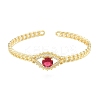 Cubic Zirconia Horse Eye Open Cuff Bangle BJEW-G651-04G-01-1