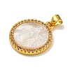 Rack Plating Brass Micro Pave Clear Cubic Zirconia Flat Round Pendants KK-U025-10G-03-2