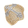Brass Micro Pave Clear Cubic Zirconia Cuff Finger Rings for Women RJEW-U033-04G-4