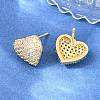 Brass Micro Pave Clear Cubic Zirconia Stud Earrings EJEW-G471-31G-02-3