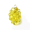 Grape Brass Acrylic Pendants OACR-R006-05G-05-1