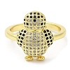 Penguin Cubic Zirconia Adjustable Rings RJEW-K247-01G-1