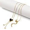PVD Vacuum Plating 304 Stainless Steel Enamel Heart Pendant Necklaces NJEW-C063-03G-5