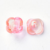 4-Petal Transparent Spray Painted Glass Bead Caps GGLA-S054-009B-03-2