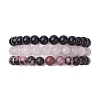 3Pcs 3 Styles Natural Mixed Gemstone Round Beaded Stretch Bracelets Set BJEW-JB10139-01-1