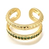 Rack Plating Brass Micro Pave Cubic Zirconia Open Cuff Rings for Women RJEW-M022-11G-2