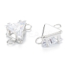 Brass Clear Cubic Zirconia Links ZIRC-G170-08-4