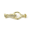 Brass Micro Pave Clear Cubic Zirconia Fold Over Clasps KK-C107-08G-1