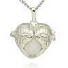 Silver Color Plated Brass Hollow Heart Cage Pendants KK-J241-06S-1