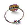 Ion Plating(IP) 304 Stainless Steel Flat Round Open Cuff Ring for Women RJEW-M149-14RC-2