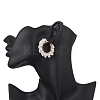 Glass Flower Hoop Earrings EJEW-TA00733-3