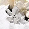 Flower 304 Stainless Steel Open Cuff Ring for Women RJEW-R006-03P-01-2