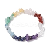 Chakra Natural Rose Quartz & Quartz Crystal & Red Jasper & Green Aventurine & Lapis Lazuli & Amethyst Chip Beaded Stretch Bracelets BJEW-JB10777-02-1