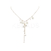 ABS Plastic Flower & Shell Pearl Charms Lariat Necklace NJEW-TA00055-6
