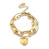 304 Stainless Steel Heart Charm Bracelets BJEW-F499-01G-2