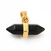 Natural Obsidian Double Terminal Pointed Pendants G-P481-01G-05-2