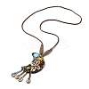 Retro Style Glass & Acrylic & CCB Beads Pendant Necklaces NJEW-Q349-01C-1