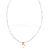 Imitation Pearl with Stainless Steel Pendants Necklaces NJEW-LP0001-51P-G-1