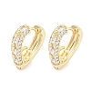 Brass Micro Pave Clear Cubic Zirconia Hoop Earrings EJEW-S228-11G-1