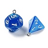 7 Styles Opaque Resin Polyhedral Dice Pendants Set RESI-A029-01J-2
