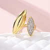 Brass Micro Pave Clear Cubic Zirconia Cuff Rings for Women RJEW-H248-06G-2