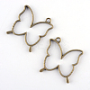 Rack Plating Alloy Butterfly Open Back Bezel Pendants X-PALLOY-S047-34F-FF-1