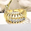 Brass Micro Pave Clear Cubic Zirconia Cuff Rings RJEW-U035-09GP-2