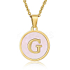 Natural Shell Initial Letter Pendant Necklace LE4192-9-1