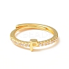 Clear Cubic Zirconia Initial Letter Adjustable Ring RJEW-C052-01G-P-2