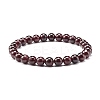 Natural Garnet & Lava Rock Round Beads Stretch Bracelets Set BJEW-JB06982-01-4