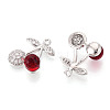 Brass Micro Pave Cubic Zirconia and Glass Pendants KK-T076-01P-2