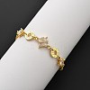Brass Micro Pave Clear Cubic Zirconia Link Bracelets BJEW-U020-21G-3