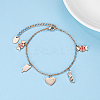 Elegant 304 Stainless Steel Cable Chain Charm Bracelets WW7274-1