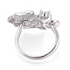 Flower Brass Micro Pave Clear Cubic Zirconia Cuff Ring Settings KK-T076-71P-3