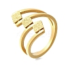 Textured Rhombus 304 Stainless Steel Finger Ring for Women RJEW-L126-09B-G-4