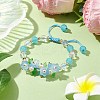 Flower Glass & Acrylic Braided Bead Adjustable Bracelets for Women BJEW-JB10446-01-2