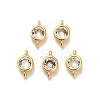 Brass Pave Clear Cubic Zirconia Flat Round Connector Charms KK-H515-02C-G-1