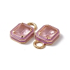Pink Glass Rectangle Pendants KK-I696-10G-04-2
