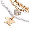 Alloy & Plastic Pearl 3 Layer Necklaces for Women NJEW-U013-03G-3
