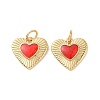 Heart Brass Enamel Pendants KK-G435-07G-01-2