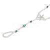 Alloy Crystal Rhinestone Starfish Round Glass Seed Beaded Stretch Toe Ring Anklets for Women LS-AJEW-K052-01-3