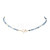 Summer Beach Dyed Natural Fire Crackle Agate Round Beaded Necklaces NJEW-JN05262-02-3