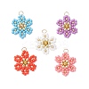 Glass Seed Beaded Flower Pendants PALLOY-MZ00712-1