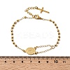304 Stainless Steel Saint Benedict Cross Link Bracelets for Women BJEW-K295-02G-5