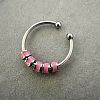 304 Stainless Steel Enamel Disc Beaded Adjustable Open Rings FS-WGAD8B0-03-1